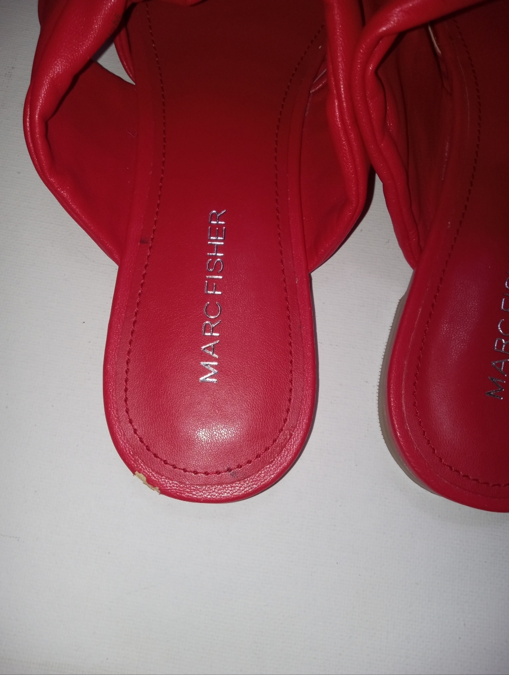 Marc Fisher Bright Red Pointed Knot-Front Mules - Picture 4 of 4